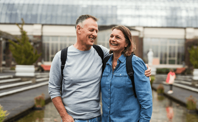 A couple walking in the city